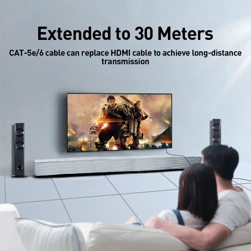 محول ZoeRax HDMI إلى RJ45 30 متر موسع كابل واحد بد...