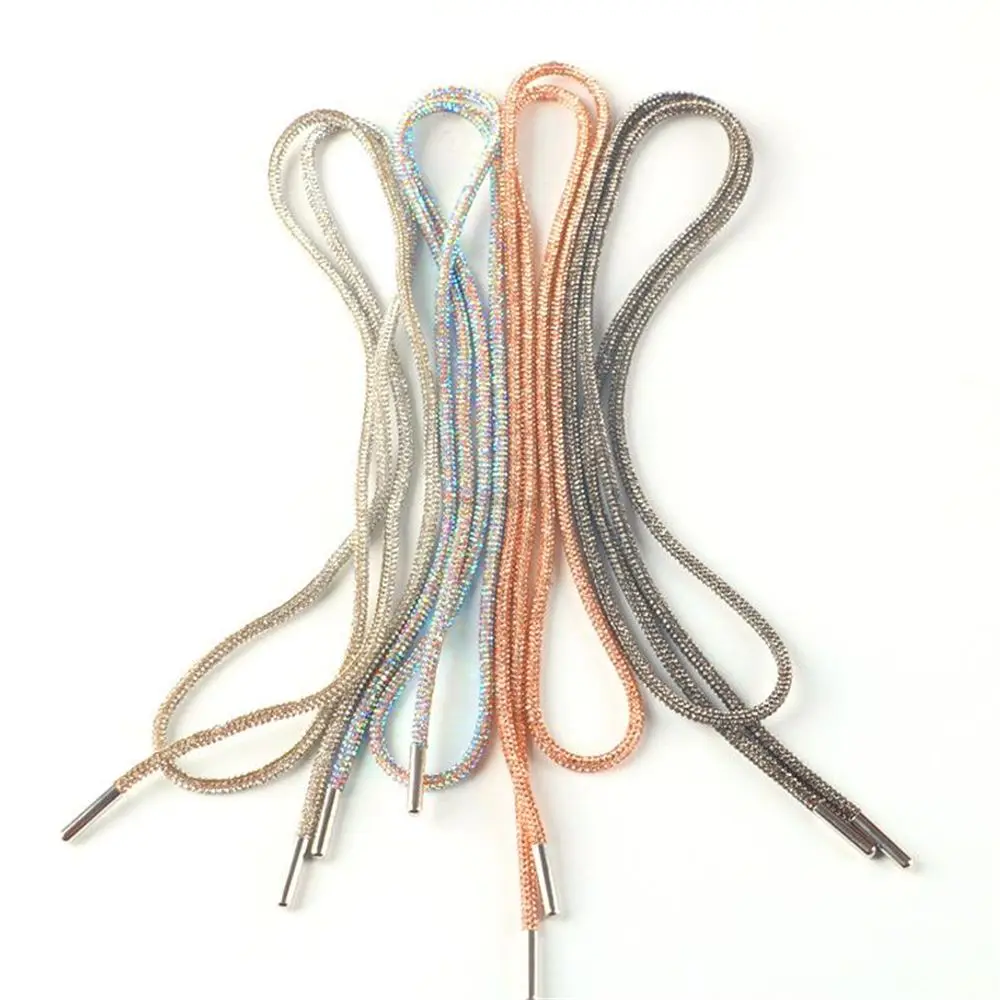 Luxury Rhinestone Shoelaces Rainbow Diamond Shoe laces Sneakers Laces Round Shoelace 100/120/140/160CM 1Pc DIY Strings rhinestone shoe lace