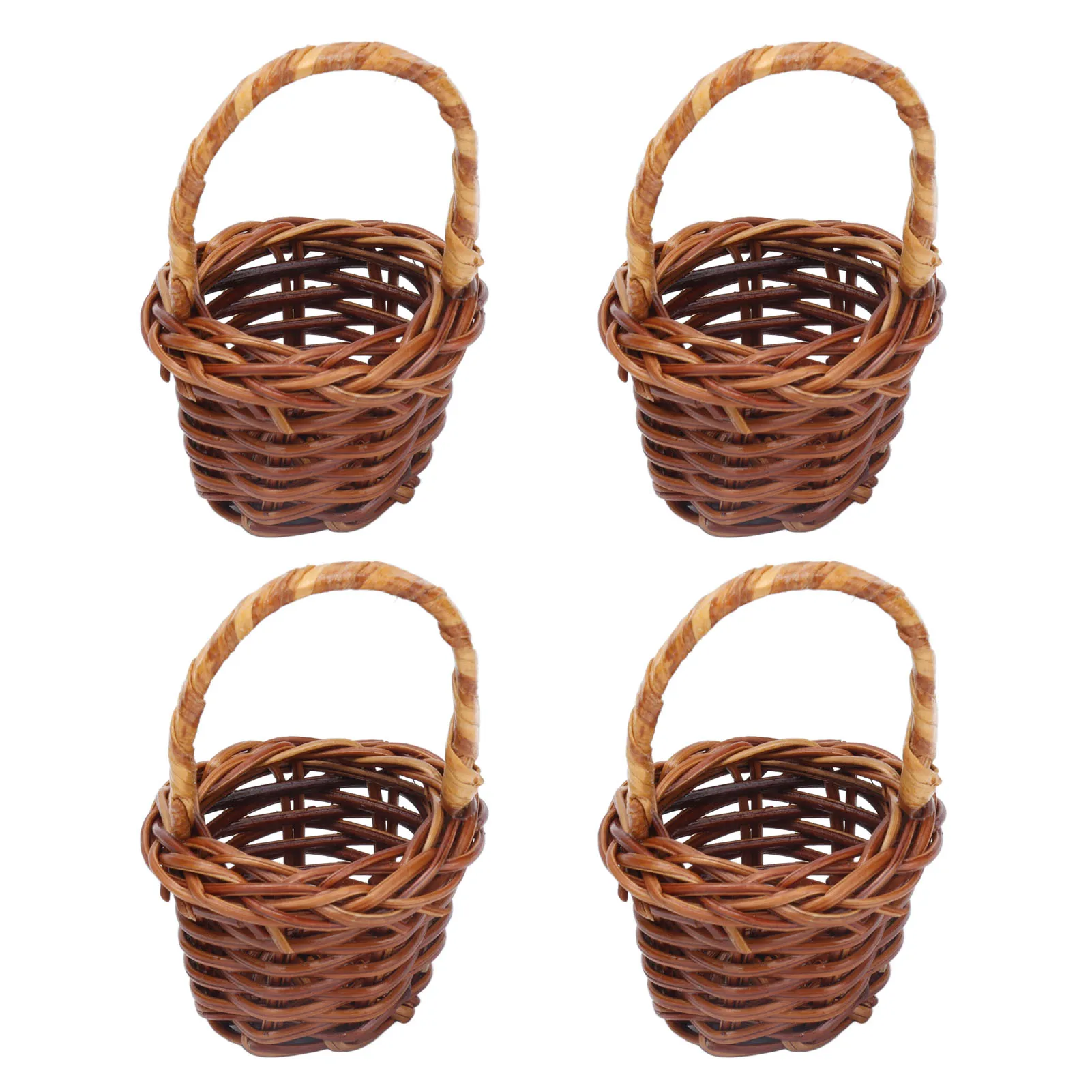 

4pcs Dollhouse Storage Basket 1:12 Rattan Hand Woven Vegetables Fruit Basket for Children Toys Decoration Gift