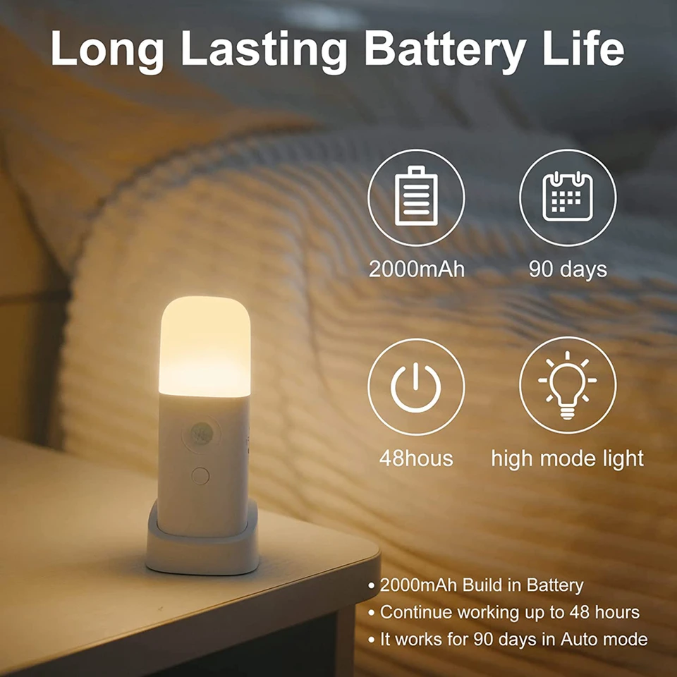 Lampada da armadio con sensore di movimento da 4 pezzi, illuminazione da sotto il bancone ricaricabile tramite USB, luci notturne da cucina, 30 cm | Leroy Merlin