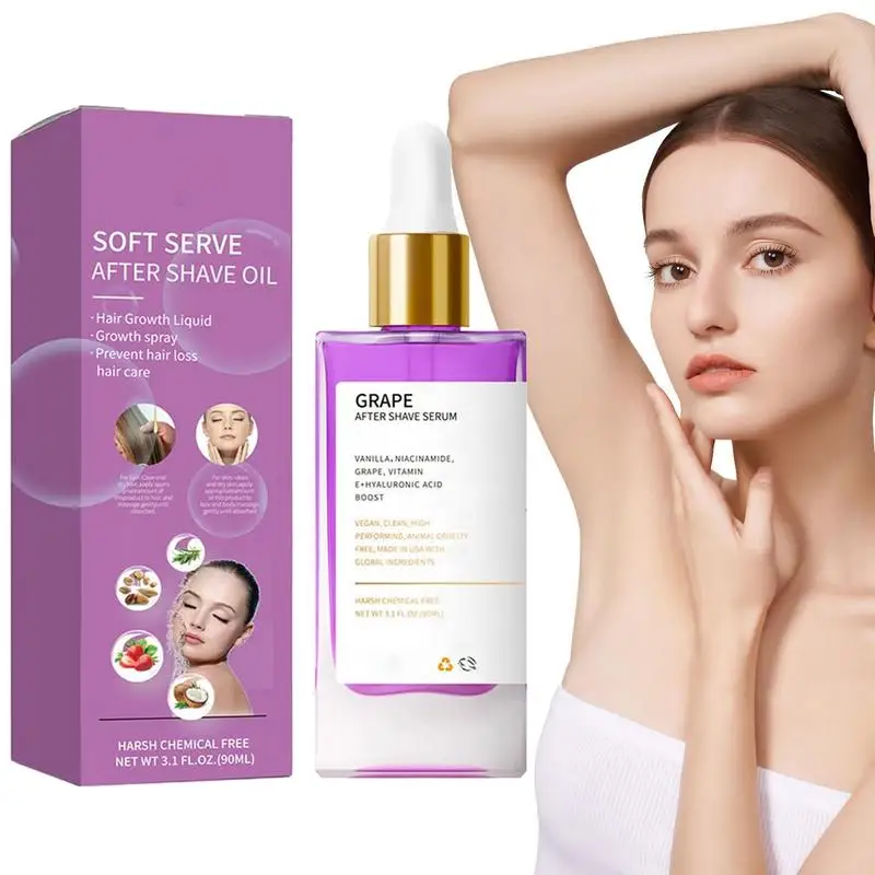 After Shave Oil 90ml Portable Grape Scented Body Oil Hair Removal Supplies Ingrown Hair Moisturizer Women Shaving Care Dry Skin