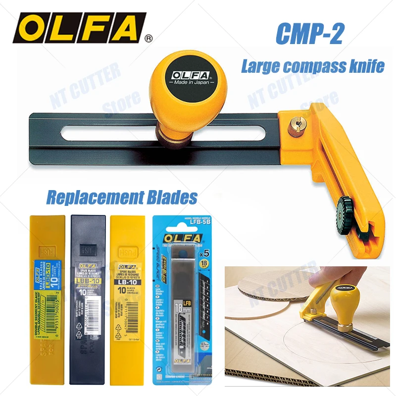 

Original Japanese OLFA CMP-2 compass knife with a diameter of 7-30cm, 18MM large circular cutter, adjustable hole opener, crystal board cardboard tape art compass knife, replacement blade: LB-10