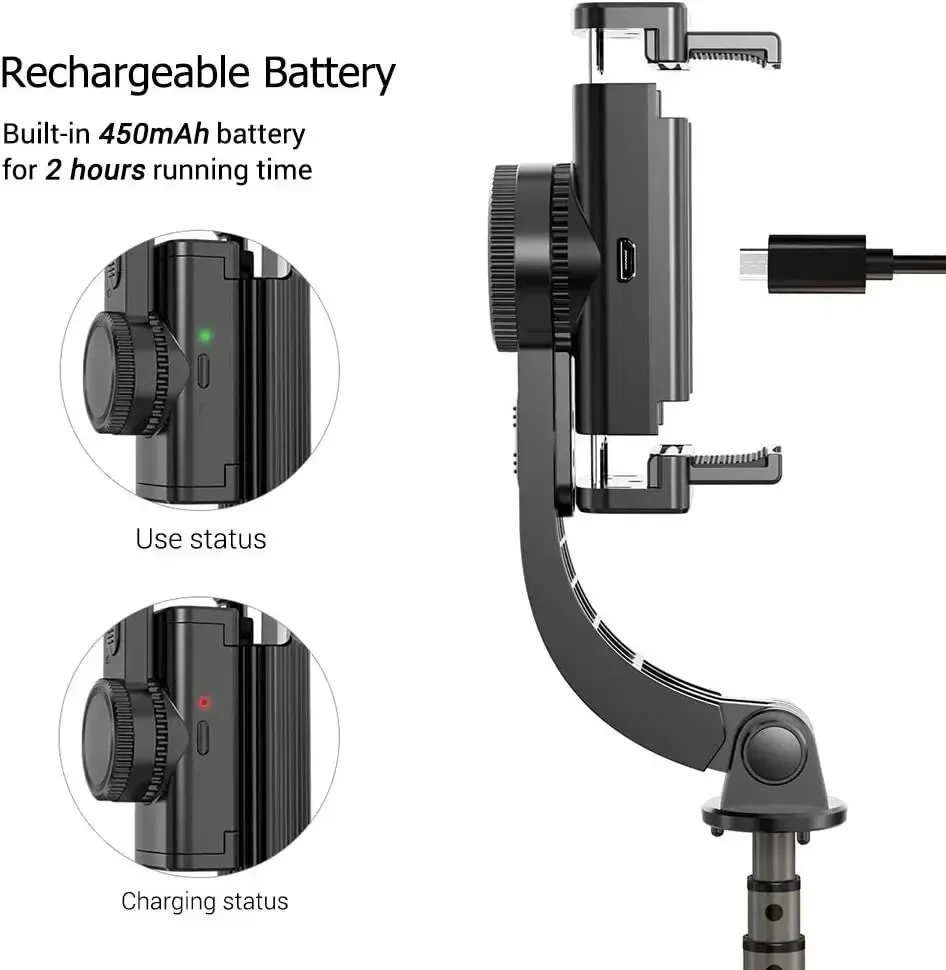 Stabilisateur rotatif Bluetooth pour smartphone avec suivi intelligent et télécommande
