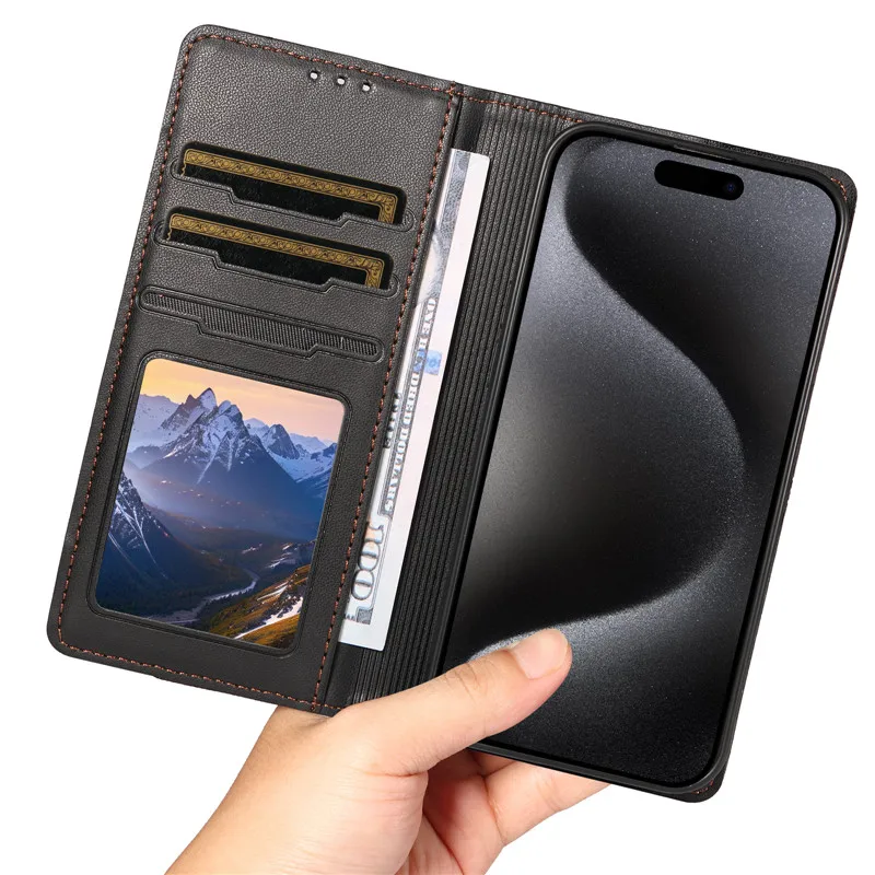 Luxury Magnetic Wallet Case Flip Cover with Book-Style Design and Protective Features