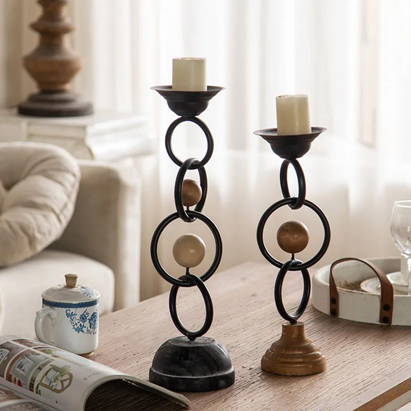 

Retro Iron Candles Holders Metal Nordic Style Table Centre Candlestick Aesthetic Geometric Chandelier Bougeoir Home Decorations