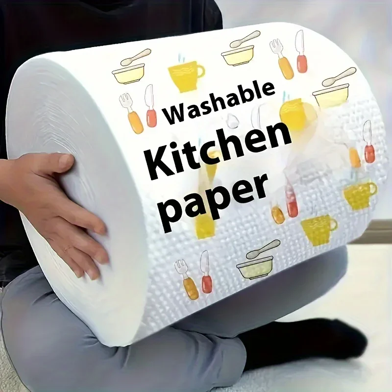 Panos de limpeza de cozinha descartáveis altamente absorventes - sem fiapos, antiaderentes para desengordurar e secar pratos - práticos para cozinha