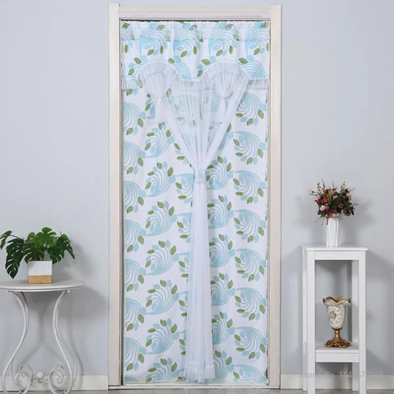 Lace Embroidered Door Curtain, Punch-free Mosquito Screen Curtain, Breathable Bedroom Partition Curtain, Double Layer, 1Pc