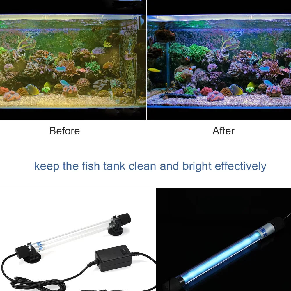 UV Light 13W Sterilization Lamp Submersible Ultraviolet Sterilizer Water Disinfection For Aquarium Fish Tank Pond AC220-240V