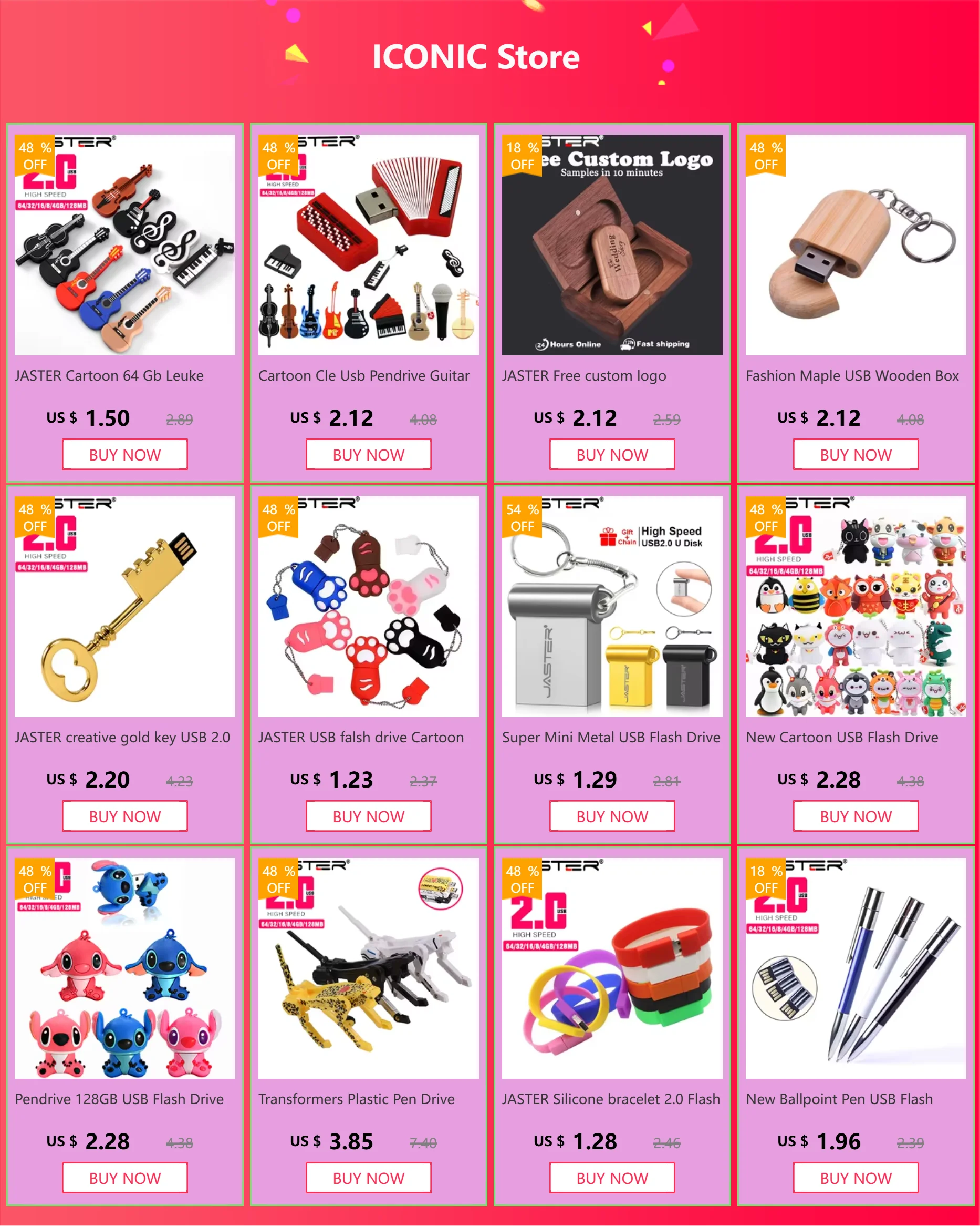 100 Stück Pendrive Cartoon Gitarrenkombination USB 3.0 128 GB Hochgeschwindigkeitsübertragung USB-Flash-Laufwerk 64 GB Memory Stick ф Nazir32 GB – Detail 1