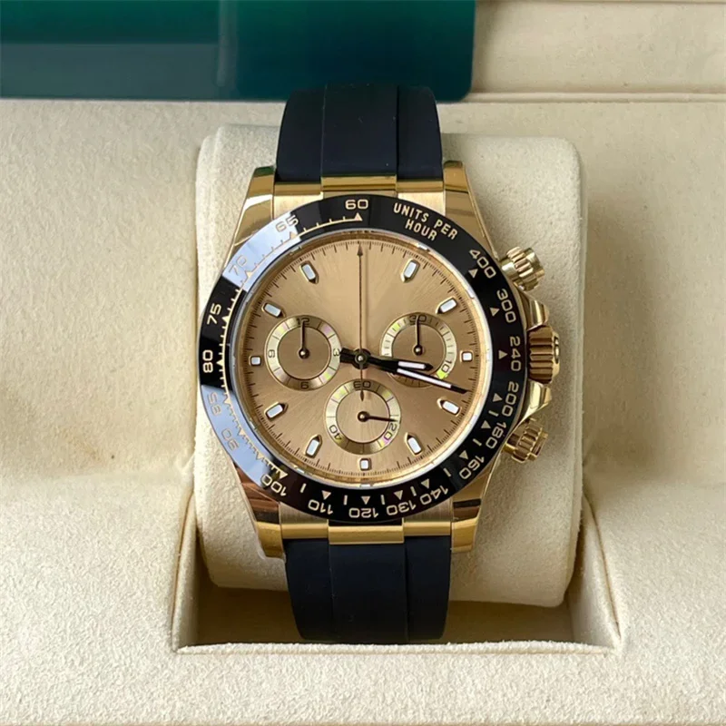 

Luxury Men's Automatic Mechanical Watch Men's Outdoor Sports Waterproof Panda Dial Rose Gold Black Rubber