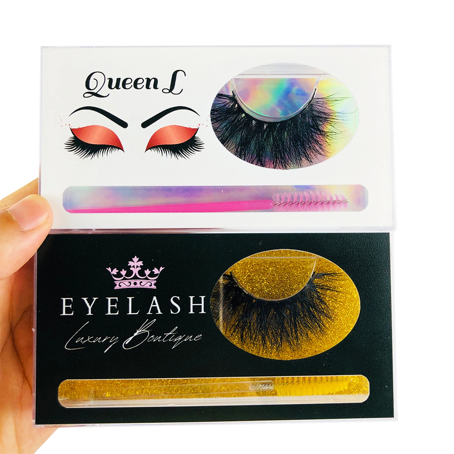 

Wholesale Lashes Case Package Eyelashes 25mm Mink Box Packaging Custom Logo Big Plastic Sliding Clear Custom Lashes Box In Bulk