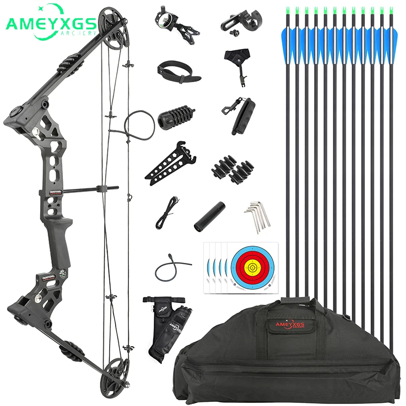 JUNXING Compound Bow and Arrow Set 20-70lbs Left/Right Hand Let-off 80% IBO 320FPS Outdoor Sports Hunting Shooting Accessories