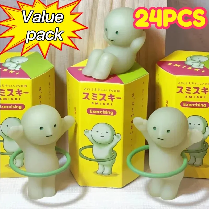 SMISKI Life Series Glow-in-the-dark Doll Blind Box Corner Decorative Tabletop Model Christmas Toy Surprise Gift 24pcs glow dark doll