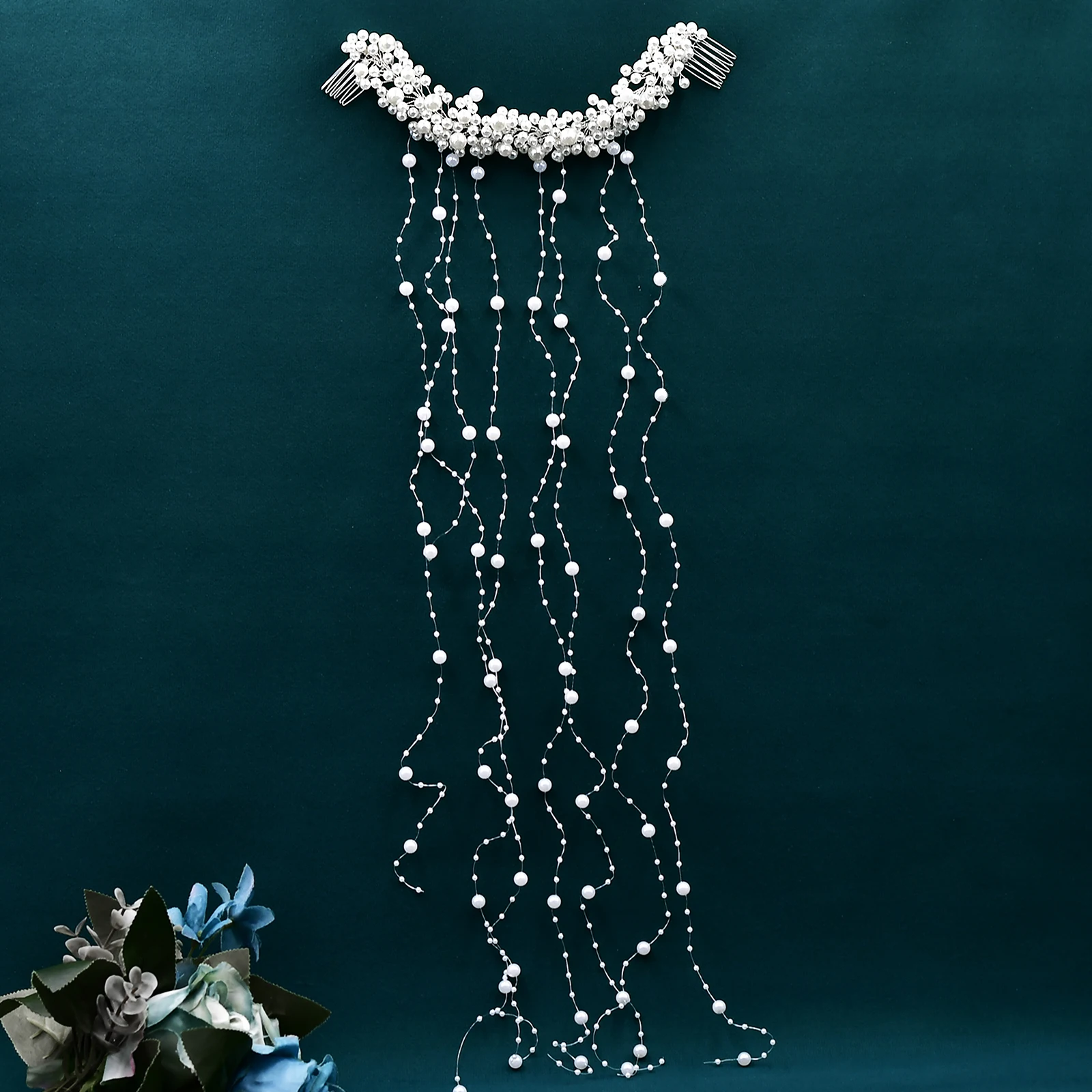 Elegant Bride Pearl Hair Comb Tassel Beads Wedding Hair Accessories Bridal Tiara Bachelorette Party Decoration Headdresses HP600