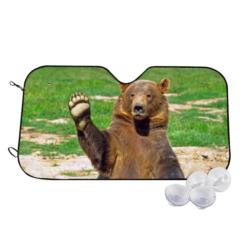 

Funny Animal Beer Front Window Sun Shade Bear Greets You Car Sun Shield Windshield Sun Reflector Car Seat Sunshade