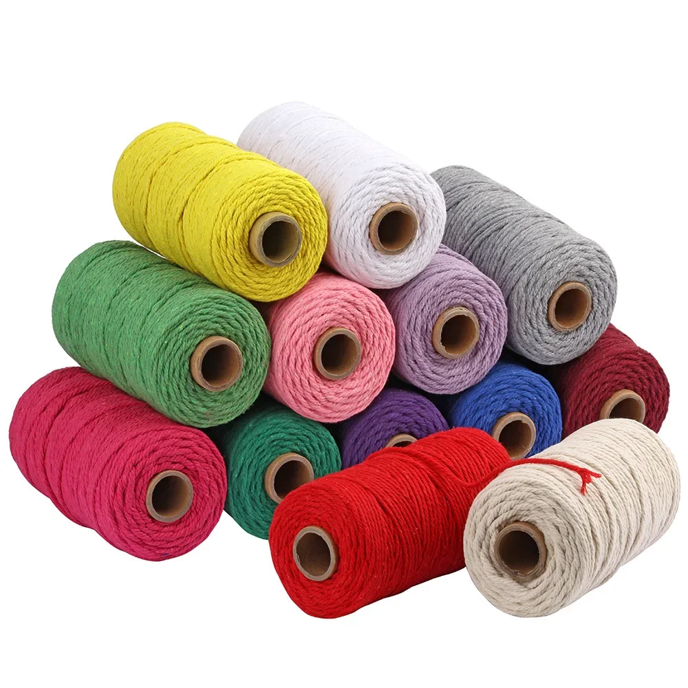 10 Meters Monochrome Cotton Rope Diy Hand-woven Rope 2mm Thick Colored Cotton Thread Weaving Tapestry Binding