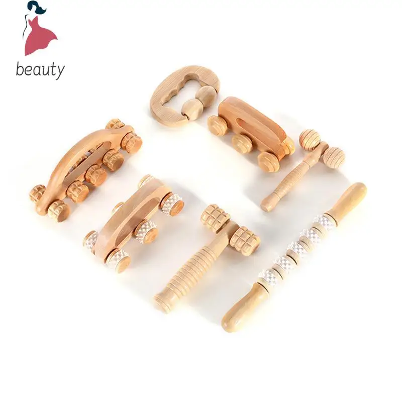 1Pc Wood Roller Body Reflexology Acupuncture Therapy Meridians Scrap Lymphatic Drainage Face Lift Tool Massager