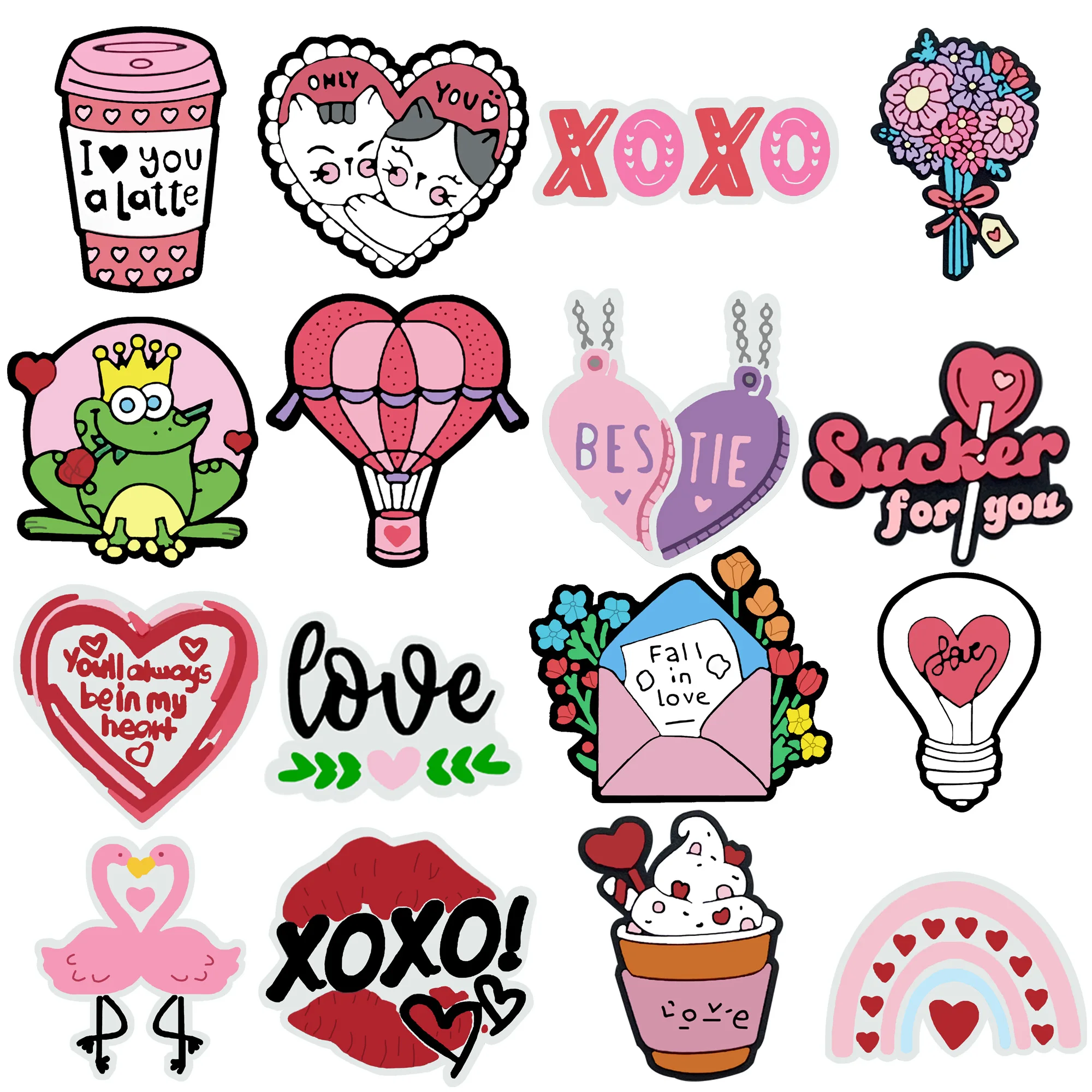 

Valentine's Day Croc Charms Pin Pink Sale 1Pcs for Crocs Accessories DIY Shoe Wristband Decoration Girls Women Party X-mas Gifts