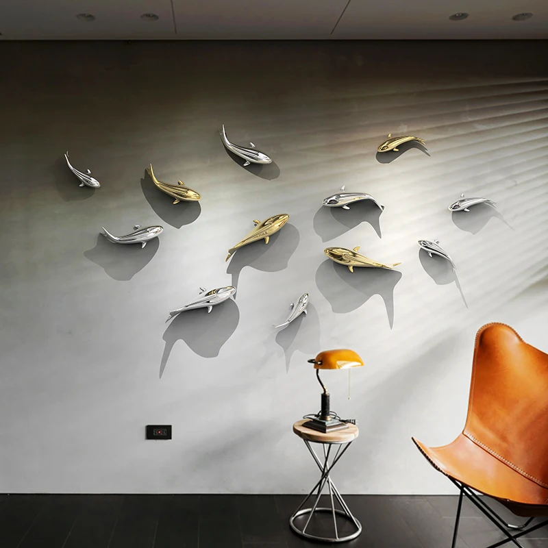 

Electroplating Golden Fish Three-dimensional Wall Hanging Decoration Luxury Animal Fish Wall Living Room Decoration Accessories