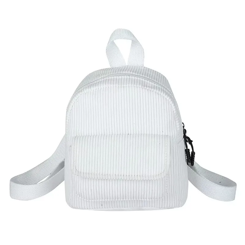 Customized striped velvet backpack, corduroy backpack, new women's bag, Korean version, simple casual girl's small backpack 4