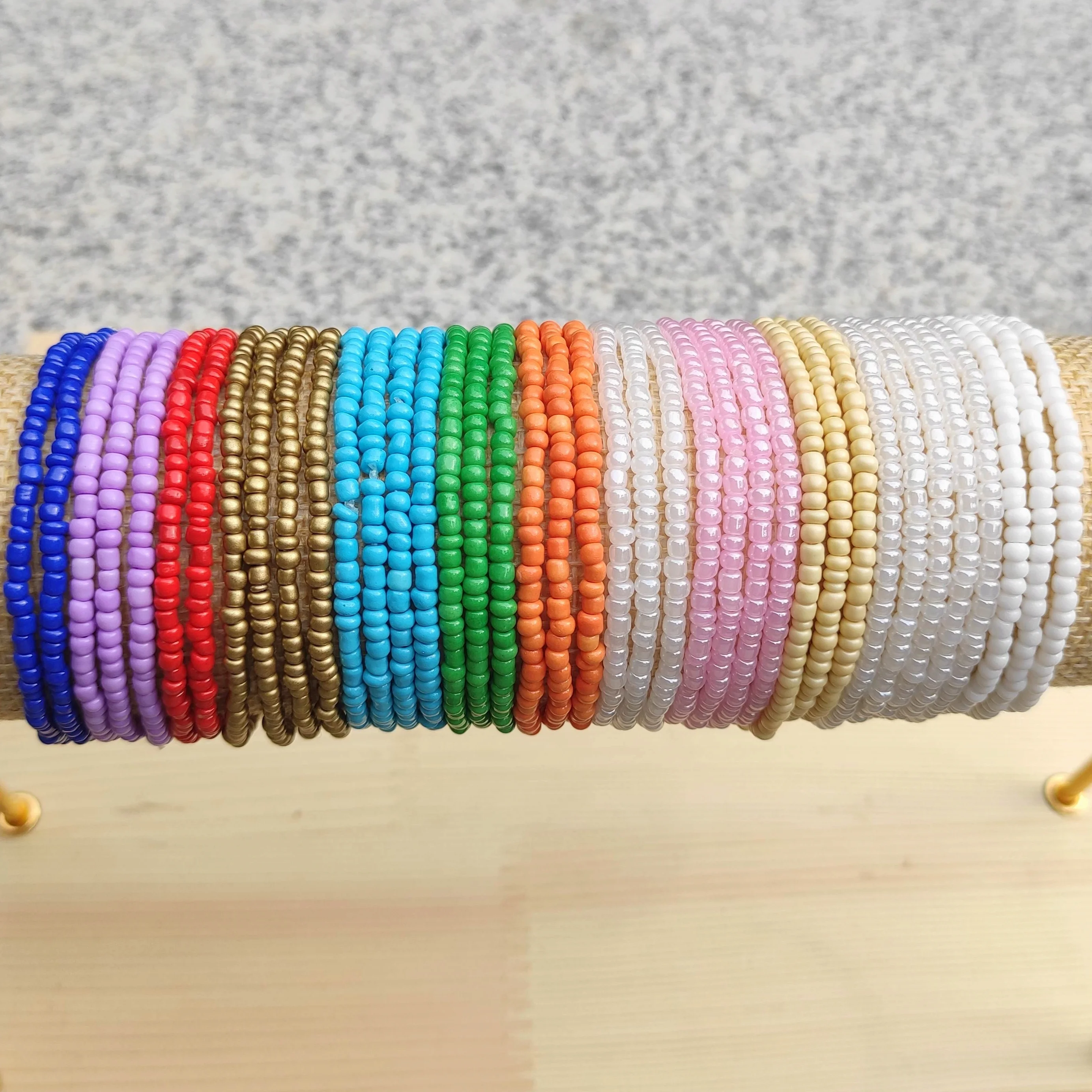Set Braccialetti Arcobaleno Donna | 3 Pezzi In Pietra Naturale Fatti A Mano Impilabili