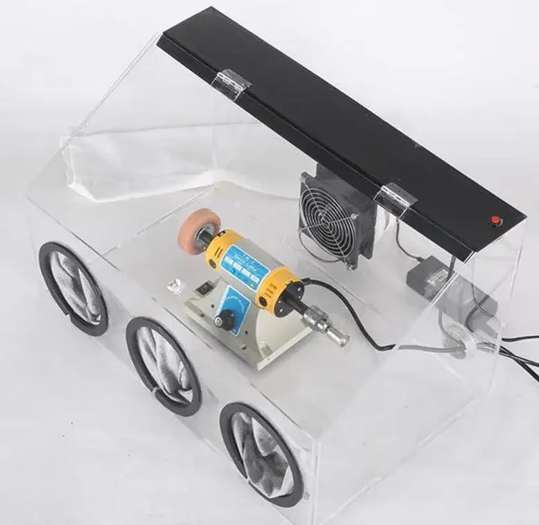 Fully Enclosed Electric Grinding Table Polisher Dust Box Acrylic Cover 220v 5f dustproof acrylic case f1 driver signature cover box for scale 1 43 1 64 bburago spark minichamps formula 1 car model miniature