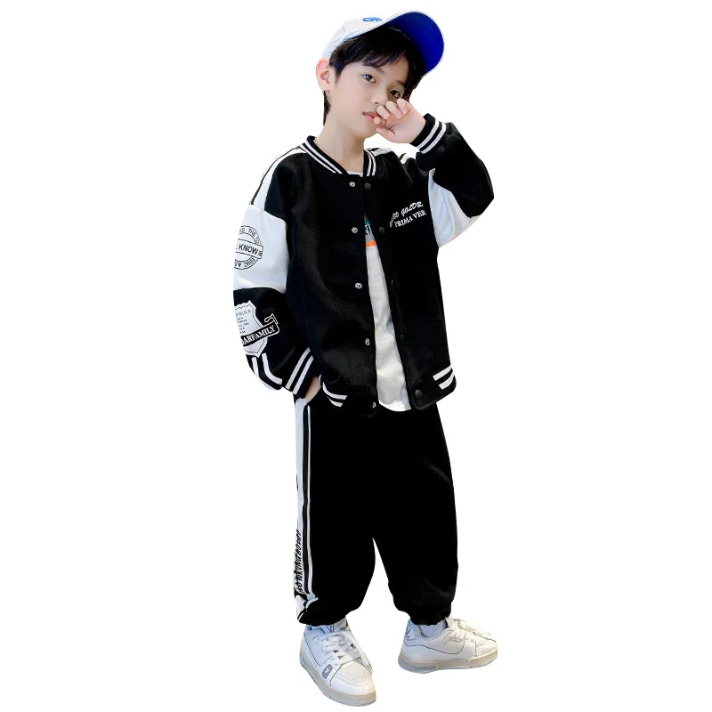 Spring Autumn Boy Baseball Uniform Sets Kids Jacket Coat +