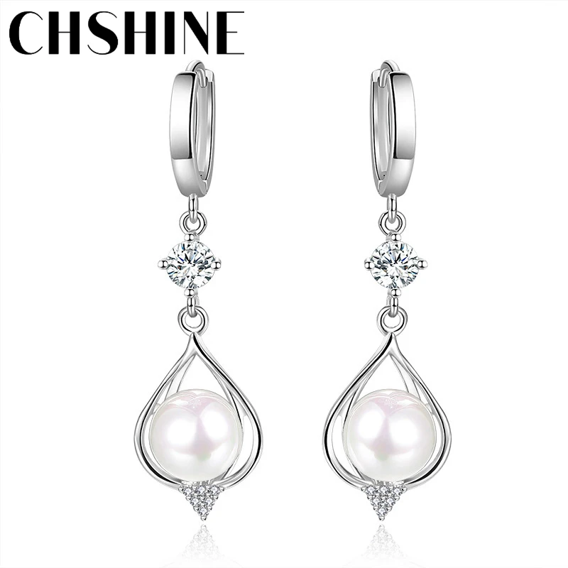 CHSHINE 925 Sterling Silver Water Drop Natural Pearl Earrings for Women Wedding Gift Fashion Jewelry - Image 5