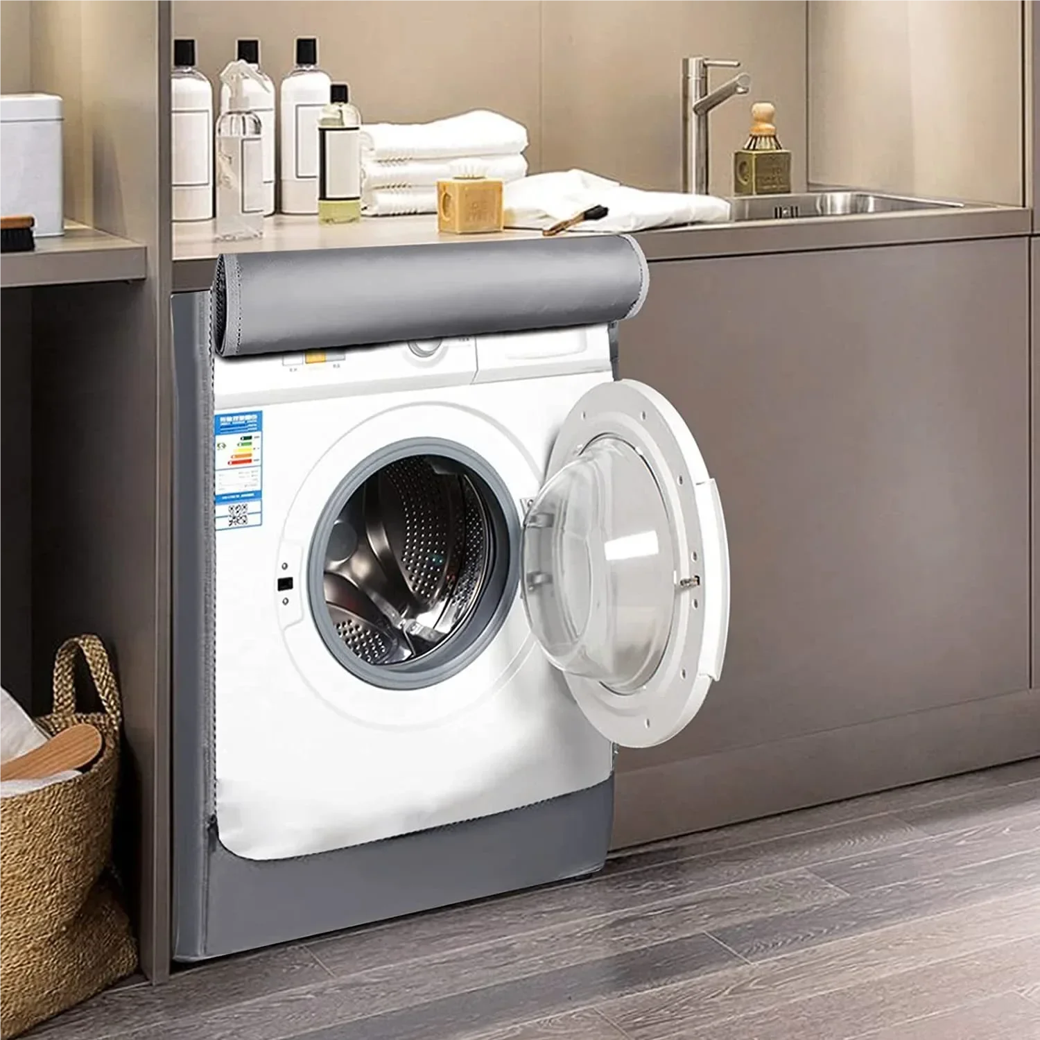 4 size washer-dryer cover Washing machine cover Polyester waterproof front load sunblock laundry silver coated dust cover