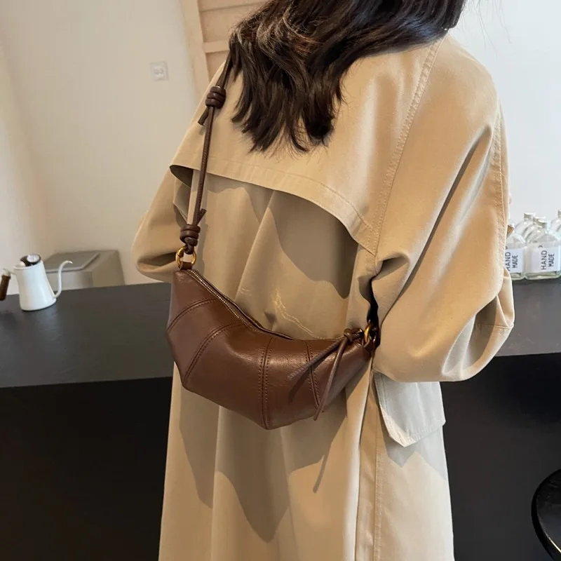 Hot Sale Solid Color Zipper Shoulder Bags Sewing Thread 2025 New Hot Sale Bags for Women Simple Fashion Women's Crossbody Bag 4