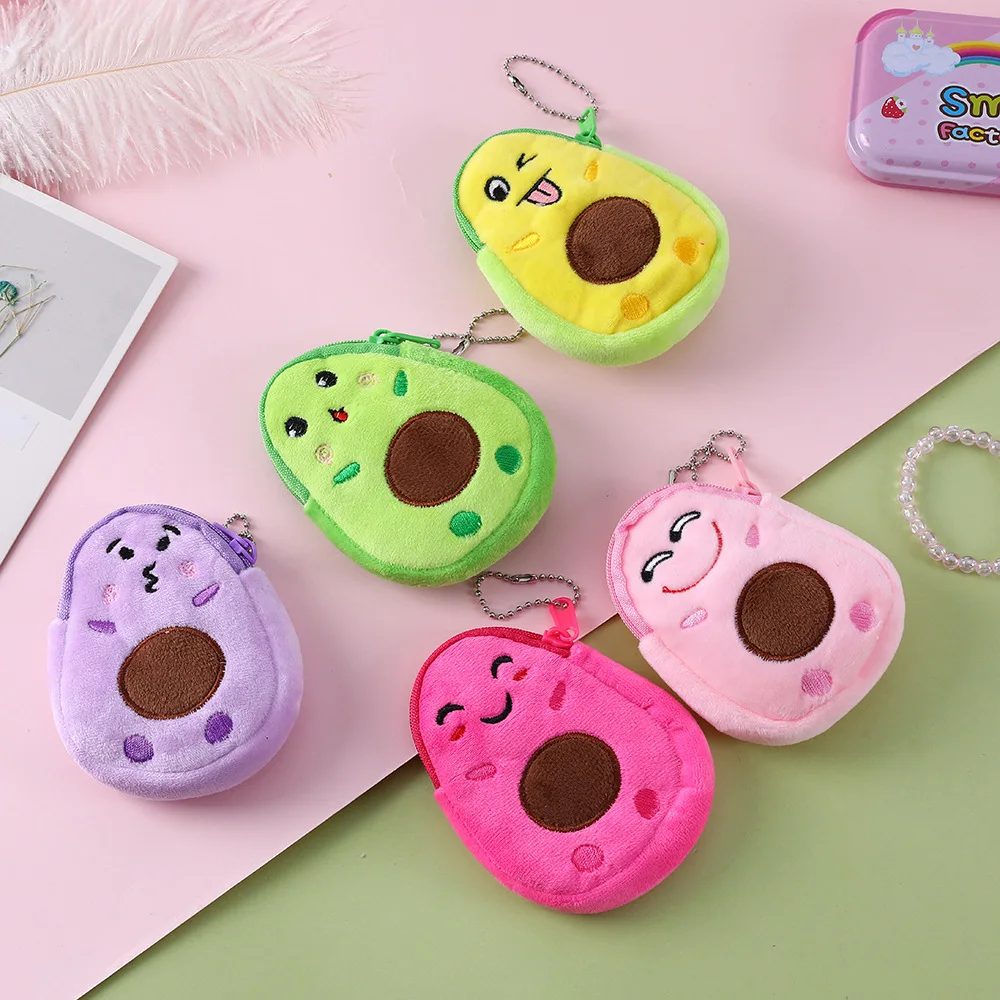 

Cartoon Soft Plush Coin Purse Cute Avocado Zipper Change Money Bag Children Girls Small Wallet USB Cable Headset Mini Key Pouch