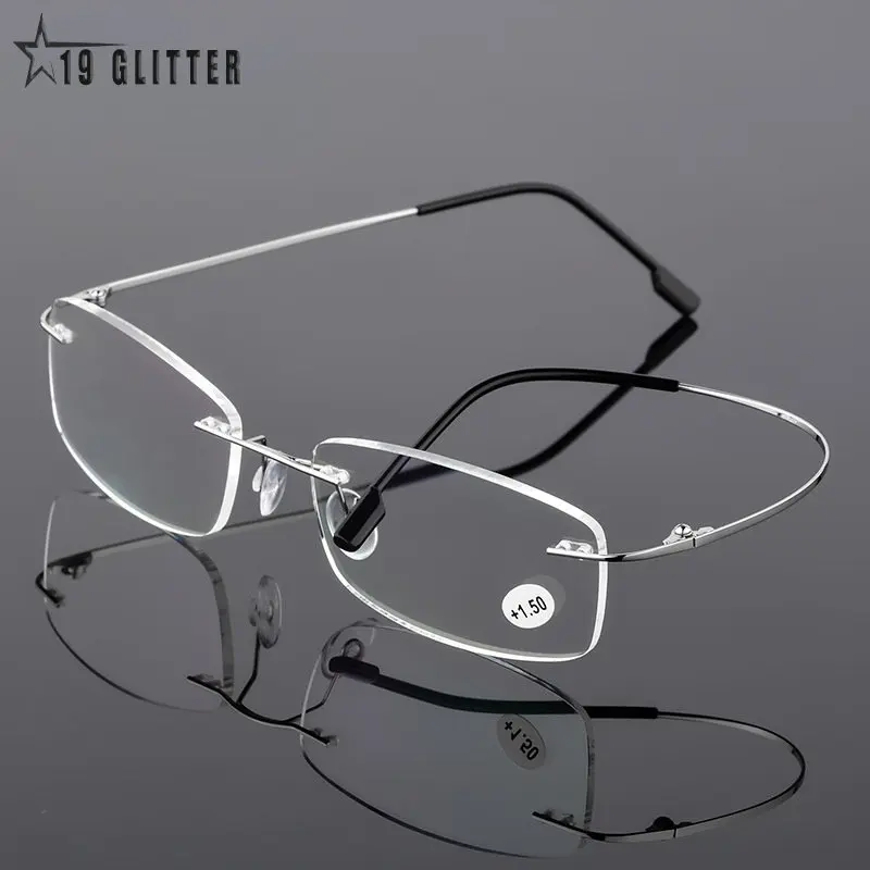 

Ultralight TR90 Memory Titanium Rimless Reading Glasses Men Women Presbyopic Eyeglasses +1.0 +1.5 +2.0 to+3.5 +4.0