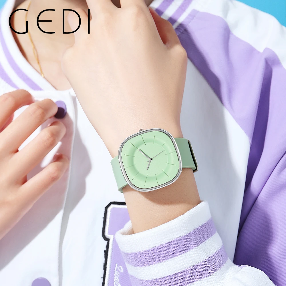 Cute Minimalist Ladies Square Watches Silicone Band 30M Water Resistance Simple Casual Quartz Wrist Watch for Women and Girls