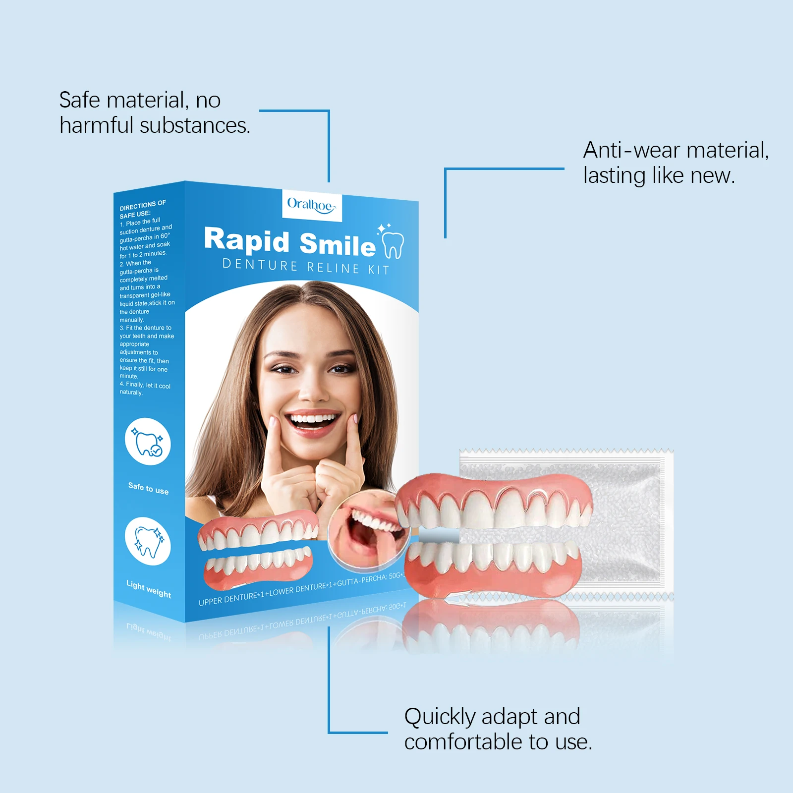 Dental Cosmetic Denture Set - dental beauty set that enhances smile aesthetics, made of comfortable material, cosmetic dentures