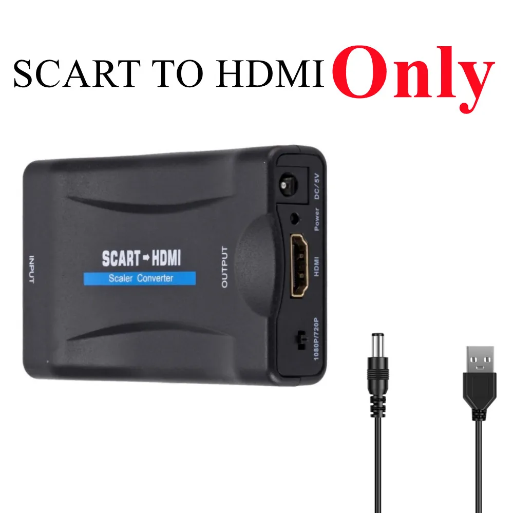 1080P SCART To HDMI-Compatible Video Audio Upscale Converter Adapter for HD TV D