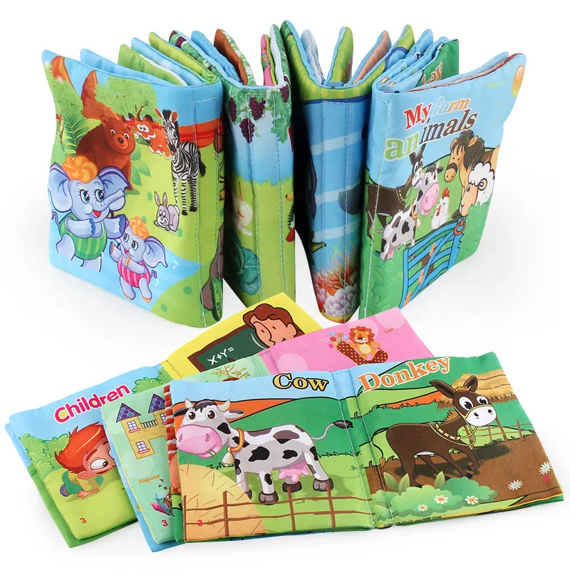 Baby Shower Bath English Cartoon Animal Cloth Book Early Educational Games New 