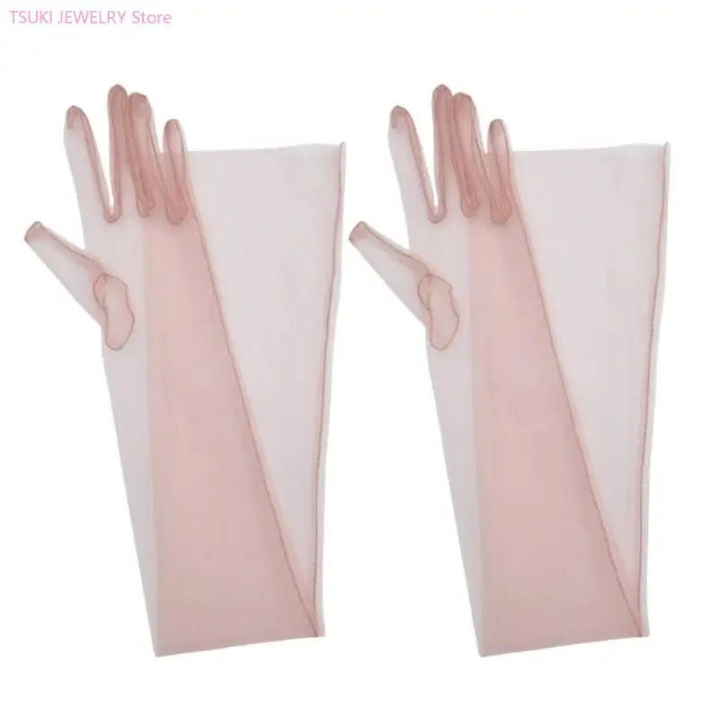 62KE 1 Paar durchsichtige Handschuhe, Bühnenauftritte, Fäustlinge, Prinzessinnen-Kleiderhandschuhe, geeignet für und – Detail 1