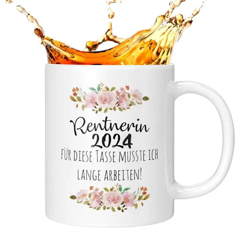 

Funny Retirement Mug For Women Floral Ceramic Coffee Cups Camping Mugs Handle Drinkware For Grandparents Gift Dishwasher Safe