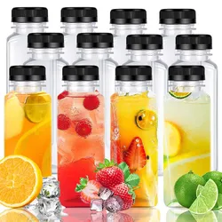 Clear Reusable Plastic Beverage Bottles with Caps - 6PCS 250ml