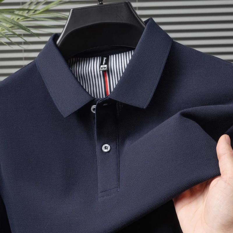 100% pure cotton New Short sleeve Men Polo Shirt Summer Boutique Fashion High quality Top Solid Color Collar Back Striped Tshirt 15 Sa65443563e9a4ce5a0284b0aeabca4c1m