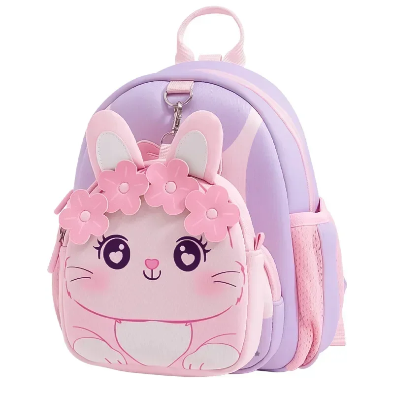 Bowknot Cat School Bags for Girls Kawaii Backpack for Kindergarten Kids Boys Children Green Purple Rabbit Bag Mochilas Escolares 2
