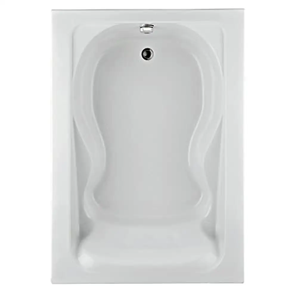 White Acrylic Freestanding Tub with Molded Armrests and Dual Accessory Deck 72" x 42" Dimensions 2