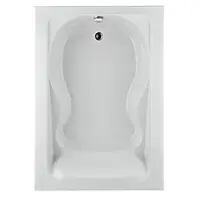 White Acrylic Freestanding Tub with Molded Armrests and Dual Accessory Deck 72" x 42" Dimensions 2