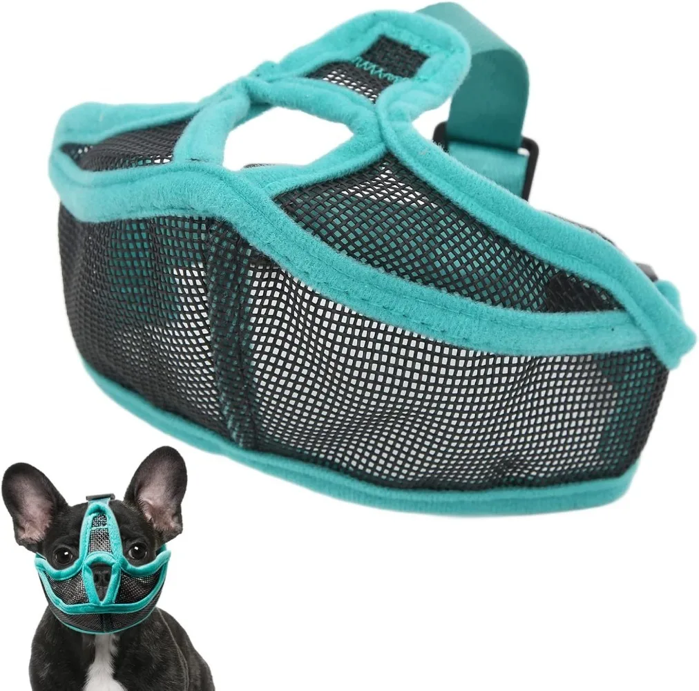 Adjustable Dog Muzzle Breathable Mesh, Soft Anti-Bite Chew Proof Mask for Barking Training & Grooming