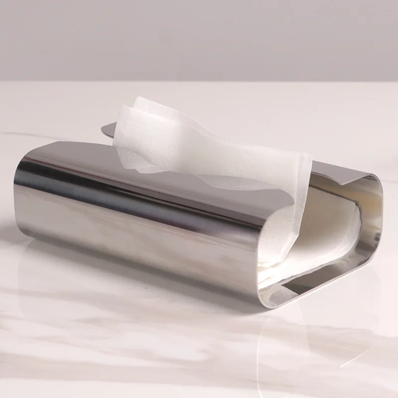 Modern Art Curved Acrylic Tissue Box, Stainless Steel Tissue Box, Table Center Napkin Holder, Living Room Tissue Storage Box 3