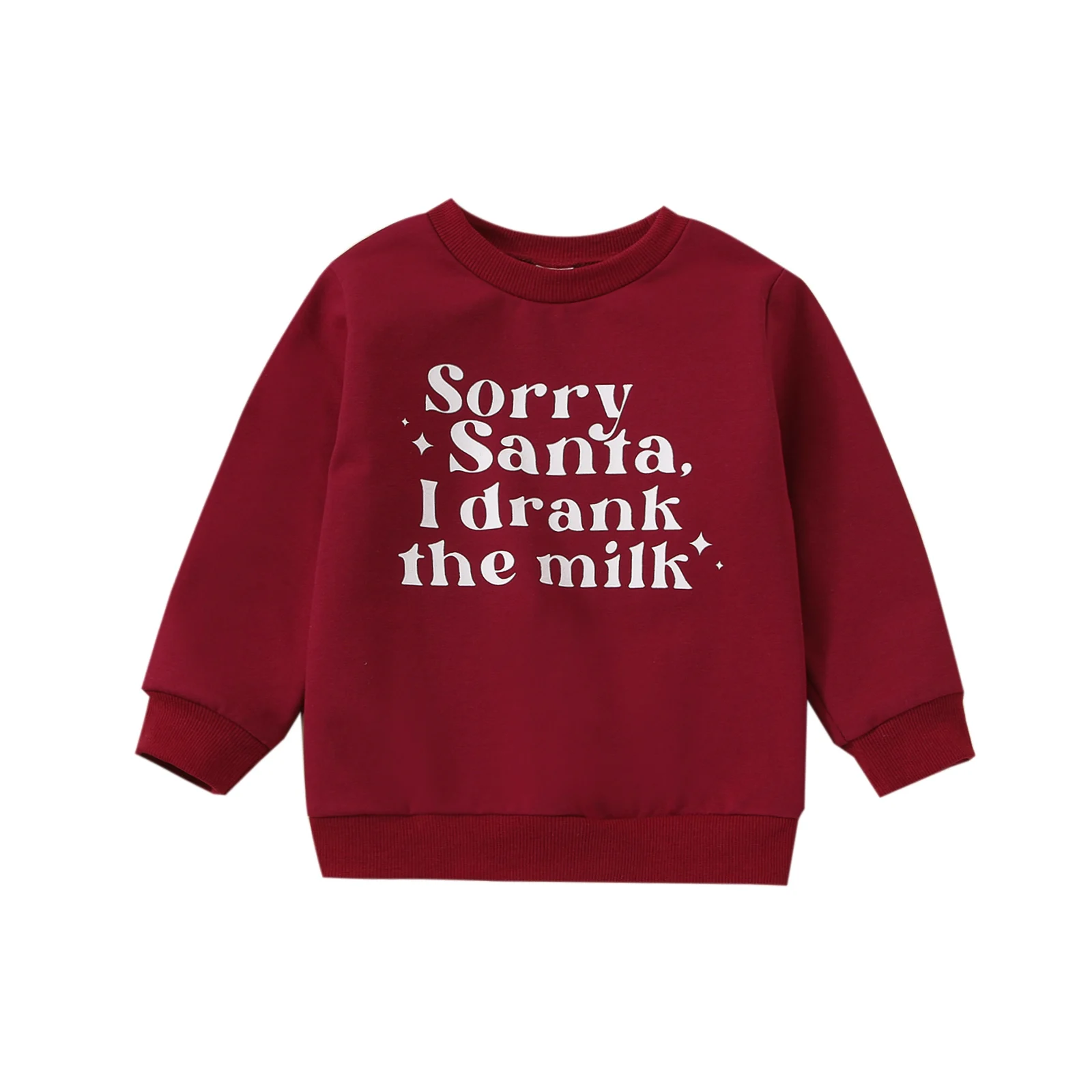-10-17 Lioraitiin 0-24M Infant Baby Girl Autumn Sweatshirts Long Sleeve Red Sorry Santa I Drank The Milk Letter Printed Top