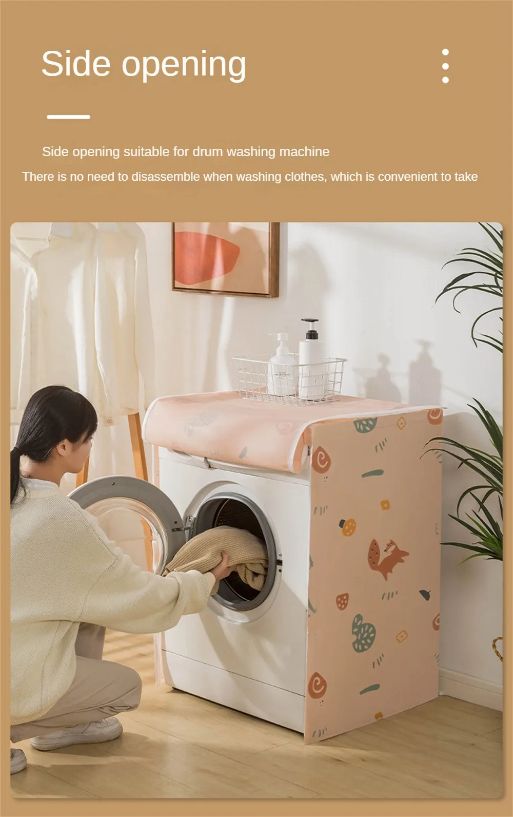 Description Picture 4 of itemPEVA Washing Machine Cover Transparent Sunscreen Dust Proof Cover Loading/Front Loading Washing Machine Home Laundry Accessories