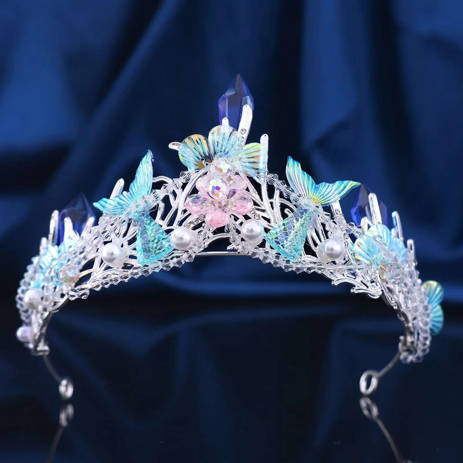 Handmade Mermaid Pearl Crown Princess Tiaras for Women And Girls Elegant Birthday Party Accessory jewelry accessories hair accessory hair headdress bridal headwear hair band crown