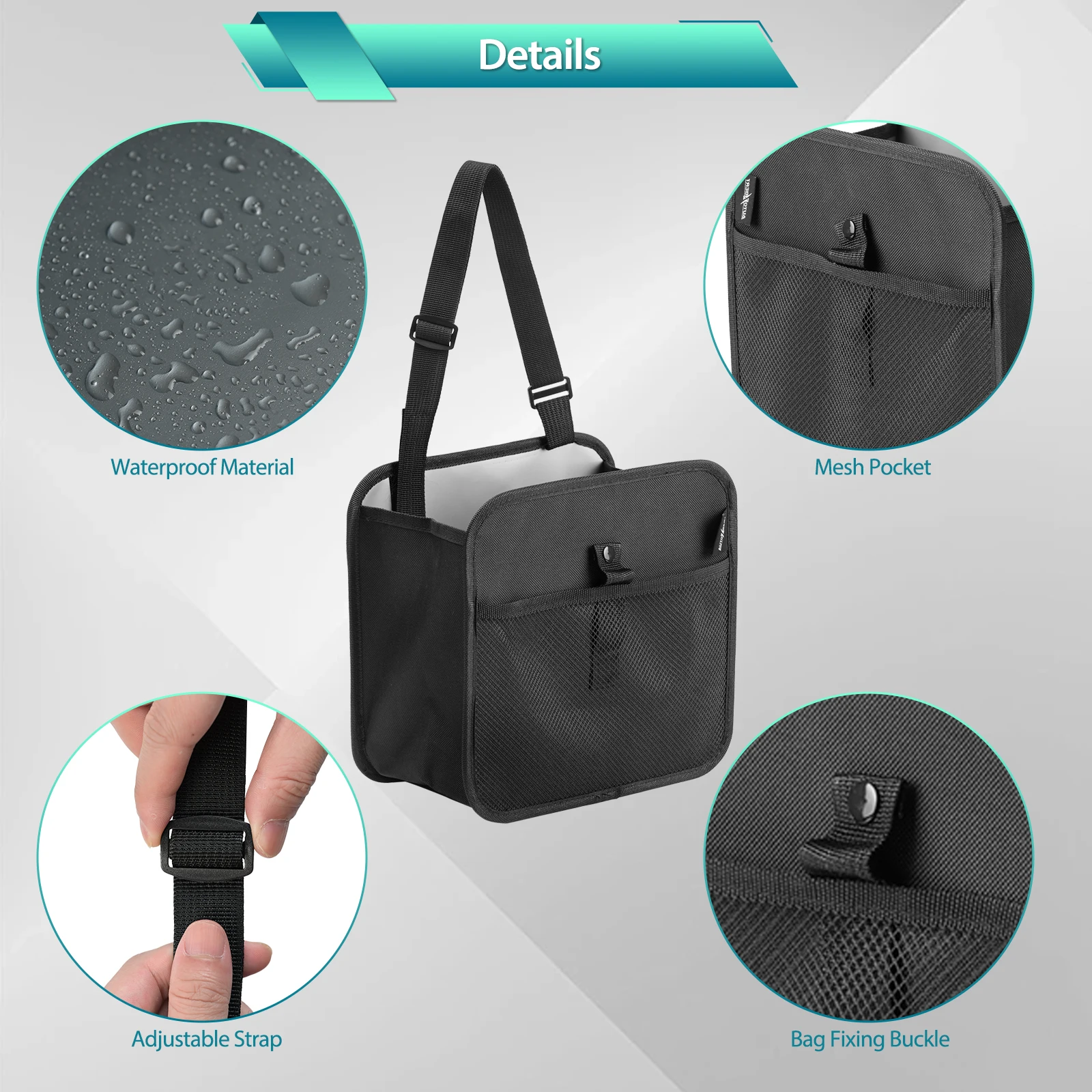 Portable Car Trash Bin With 30 Rubbish Bag Garbage Litter Can Dustbin Waste Organizer Storage Box Holder Auto Travel Accessories