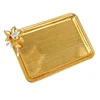 PEANDIM Creative Gold Metal Violet Flower Tray Hotel Fruit Tray Home Table Pastry Plate Wedding Party Cake Dessert Snack Charger 6